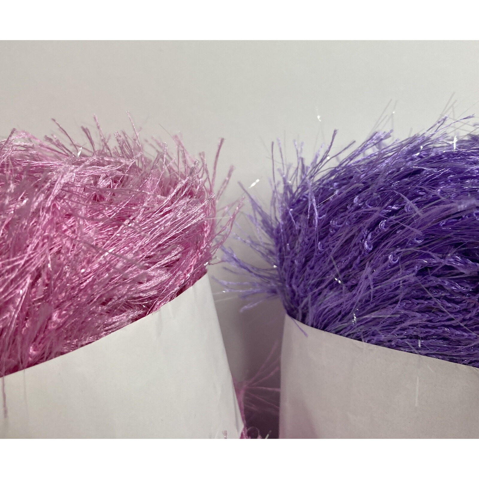 Yarn Eyelash Craft Pink Lavender Sparkly Bulky Skein 2.2 oz Lot of 2