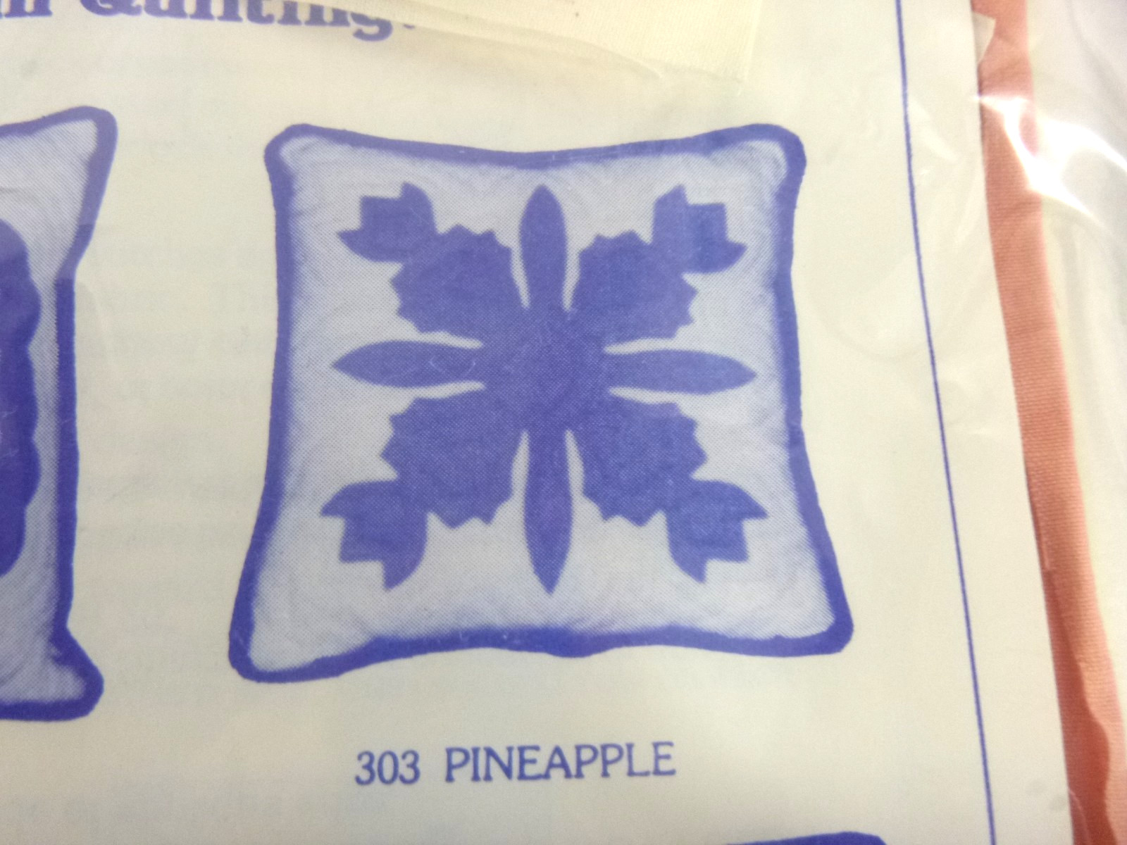 Vtg 70s EA Of Hawaii Quilting Pillow Kit Pineapple 16″ Peach Color