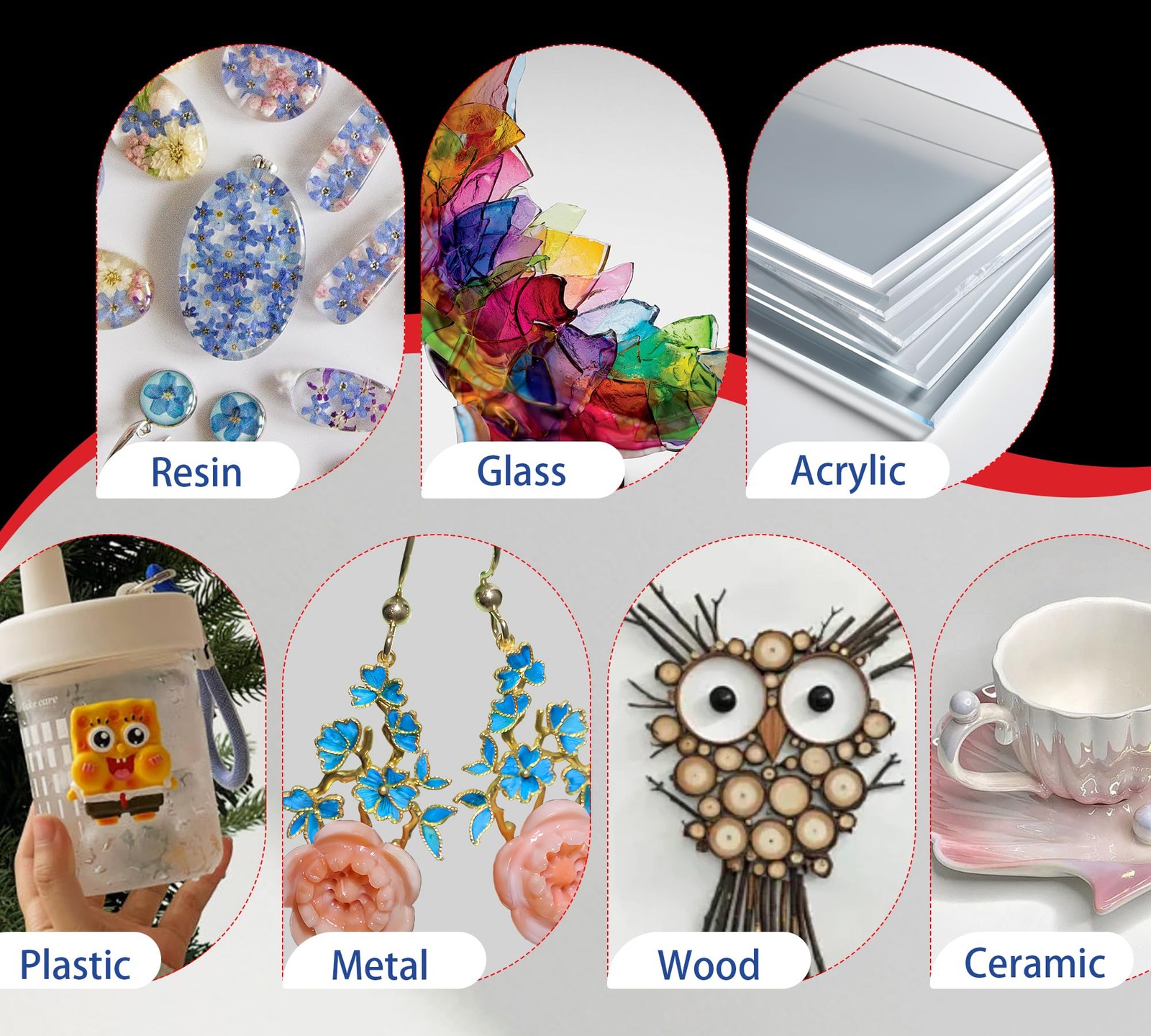 UV Resin Kit with Light 60g UV Glue with Rechargeable Light 5 Second Fast Cur.