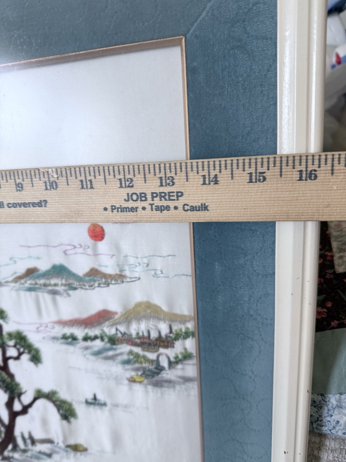 VINTAGE Chinese Landscape Fine Silk Embroidery Scenic Artwork Framed 22 x 16.5″