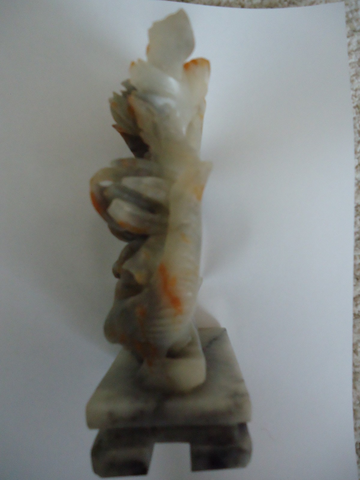 Vintage Chinese Hand Carved Soapstone Sculpture with Birds & Flowers
