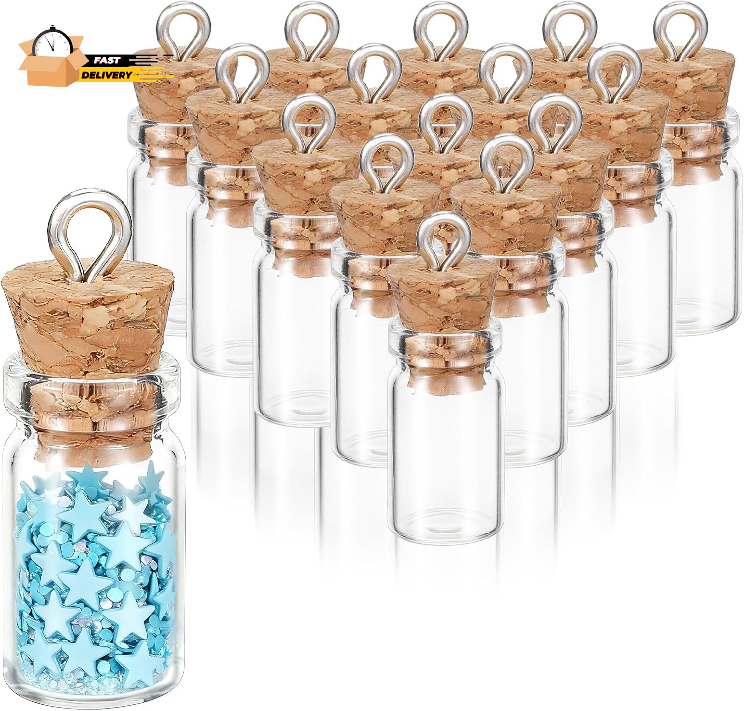 16PCS Small Glass Bottles with Cork Lids, 1Ml Mini Wishing Bottles, Clear Decor