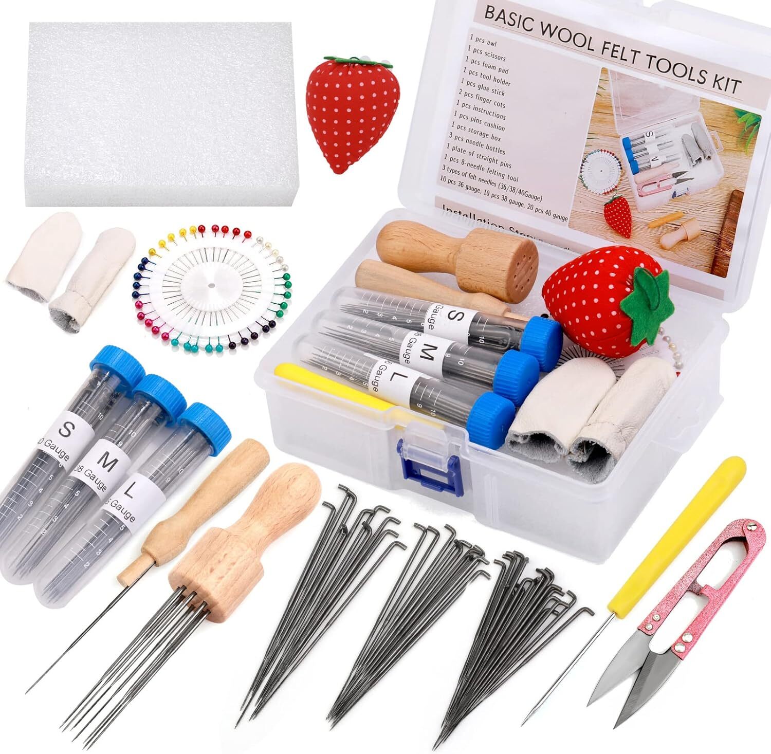 8 Needles Felting Tool with Wooden Handle Needle Felting Kit for Beginner 3 Size