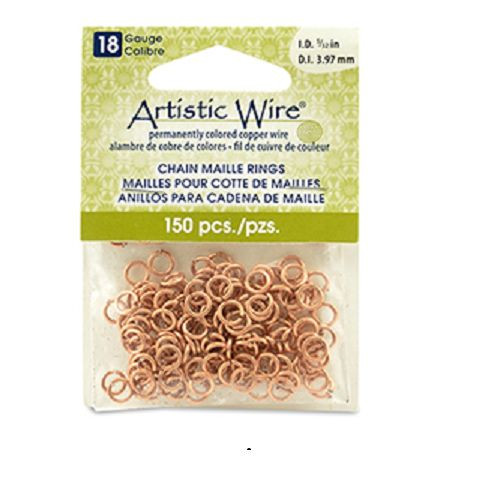 Artistic Wire Natural Color JumpRings. 18 GA. ID5/32″-.3.97mm Approx.150 Pieces.