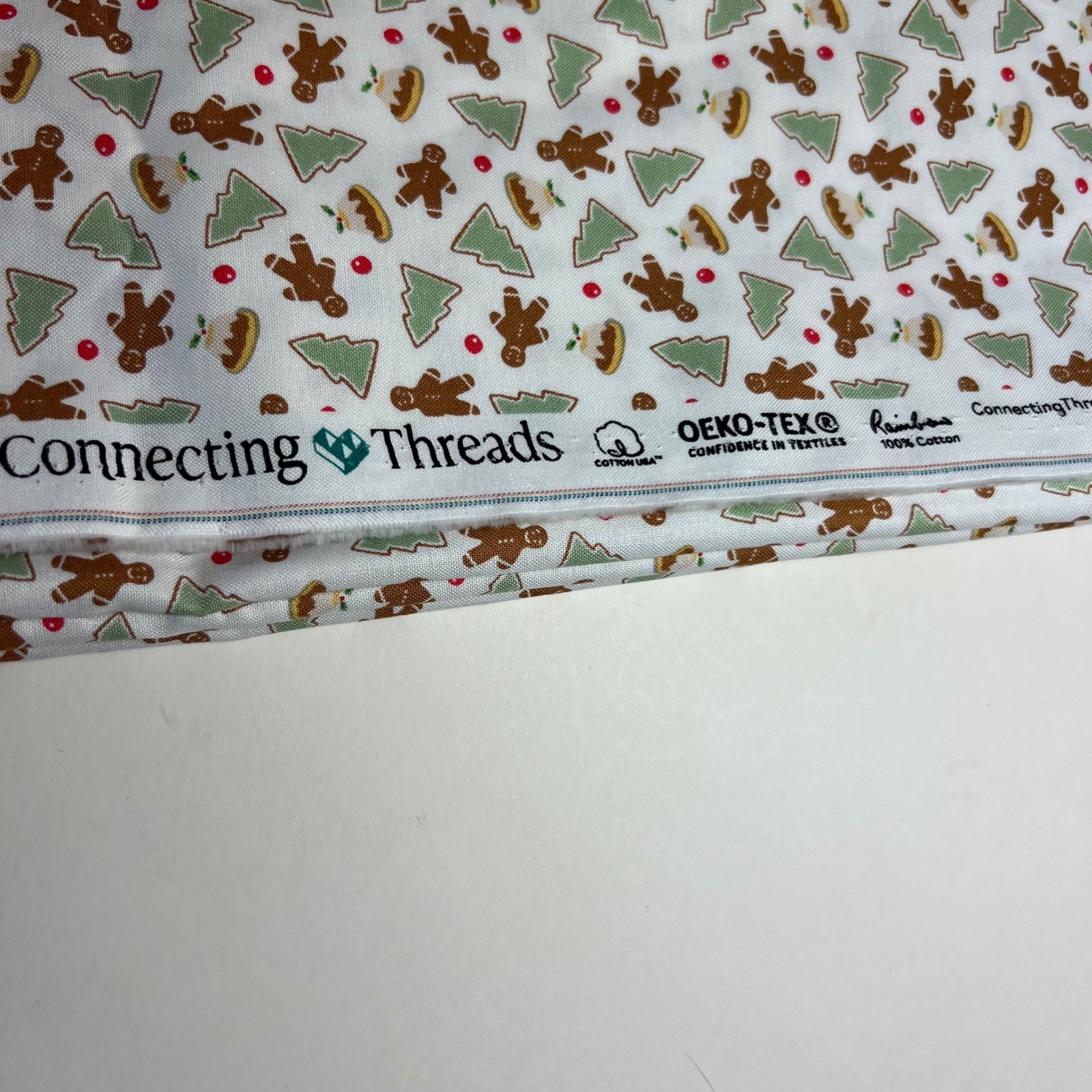 Connecting Threads Gingerbread & Holly Cotton Fabric 44x1yd Christmas N7141