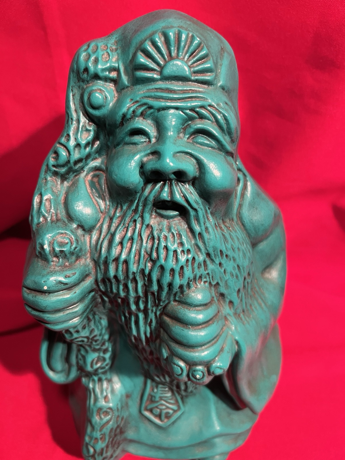 Sanxing,Chinese Priest,Wise Man,Buddah,Asian,Ceramic,Statue,Handmade,1970s,VTG