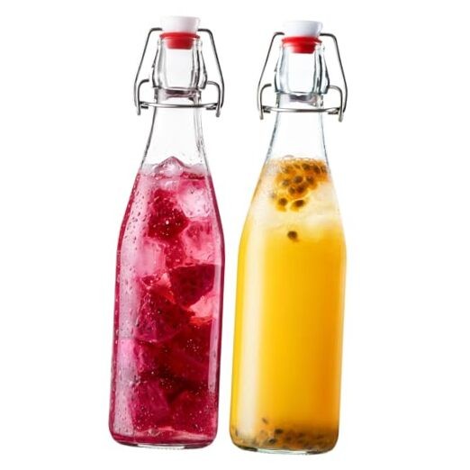 16OZ Swing Top Glass Bottles, 2 Pack Flip Top Glass Bottle with Airtight Lid