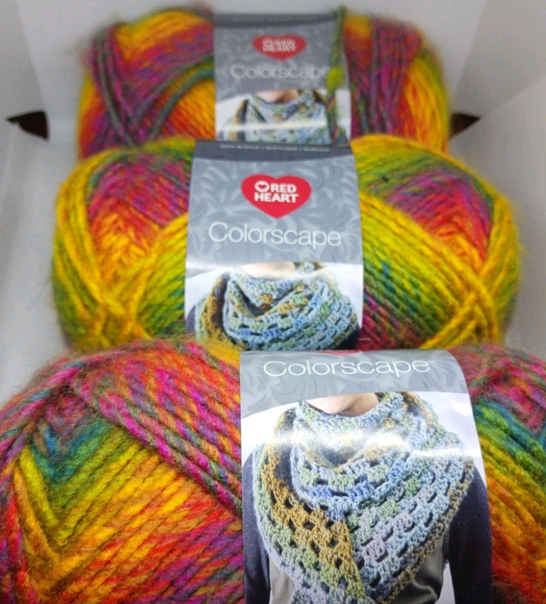 Lot of 3 Skeins Red Heart Colorscape Yarn, 3.5 oz/ 187 yds Acapulco same dye lot