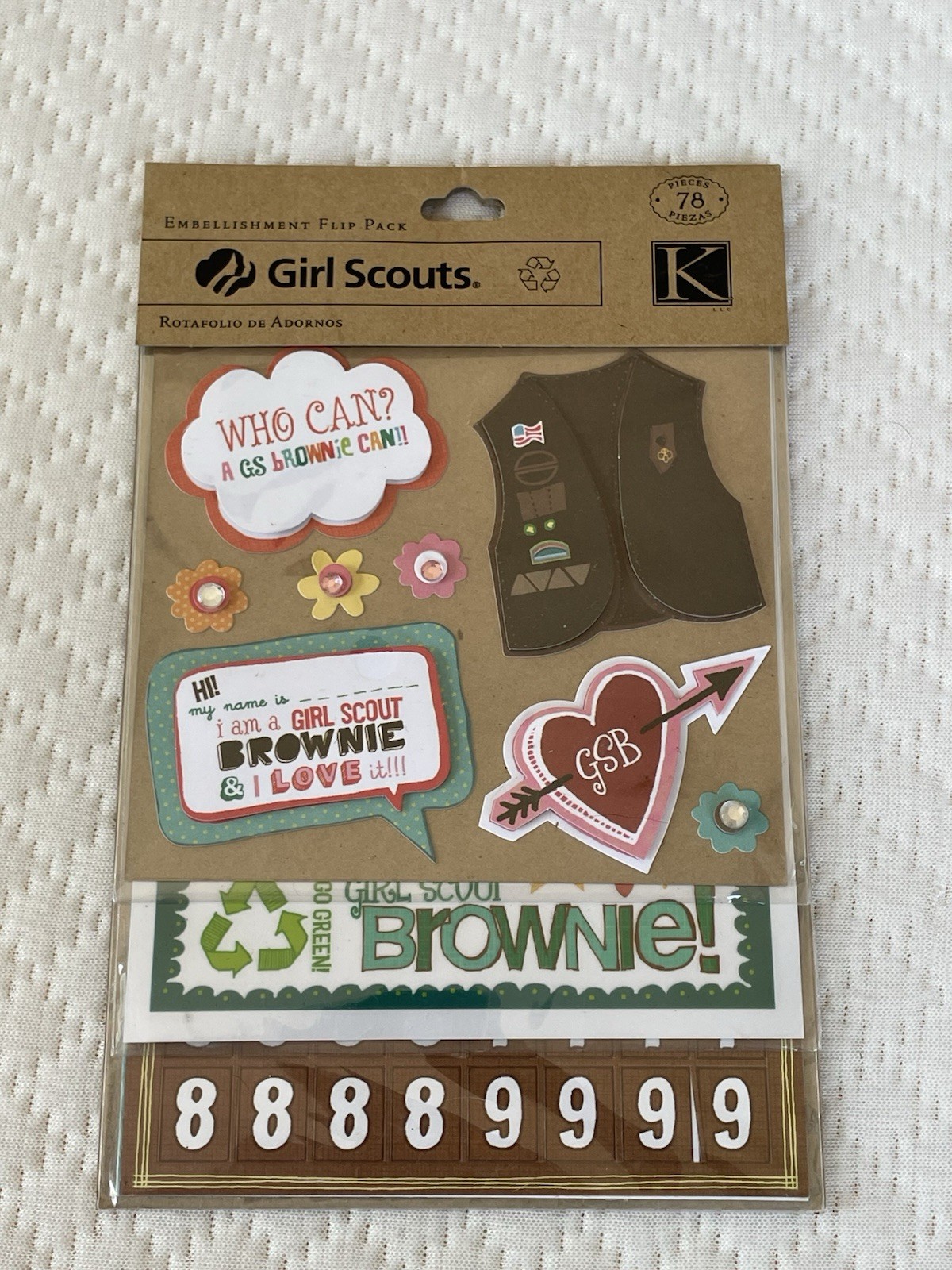 Girl Scouts Brownie Embellishment Flip Pack Eco Environment Stickers 78 Pieces