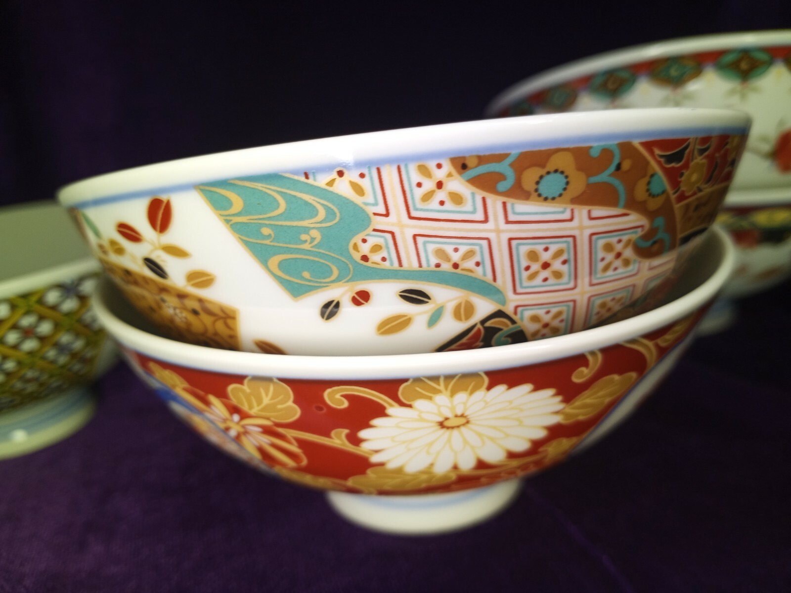 Asian Rice Bowls Porcelain Set of 5 Assortment of Designs