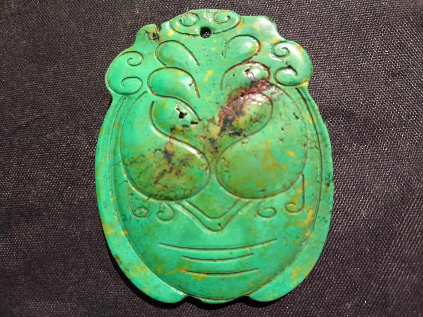 Good Quality Chinese Old Turquoise Hand Carved *Cicada* Pendant