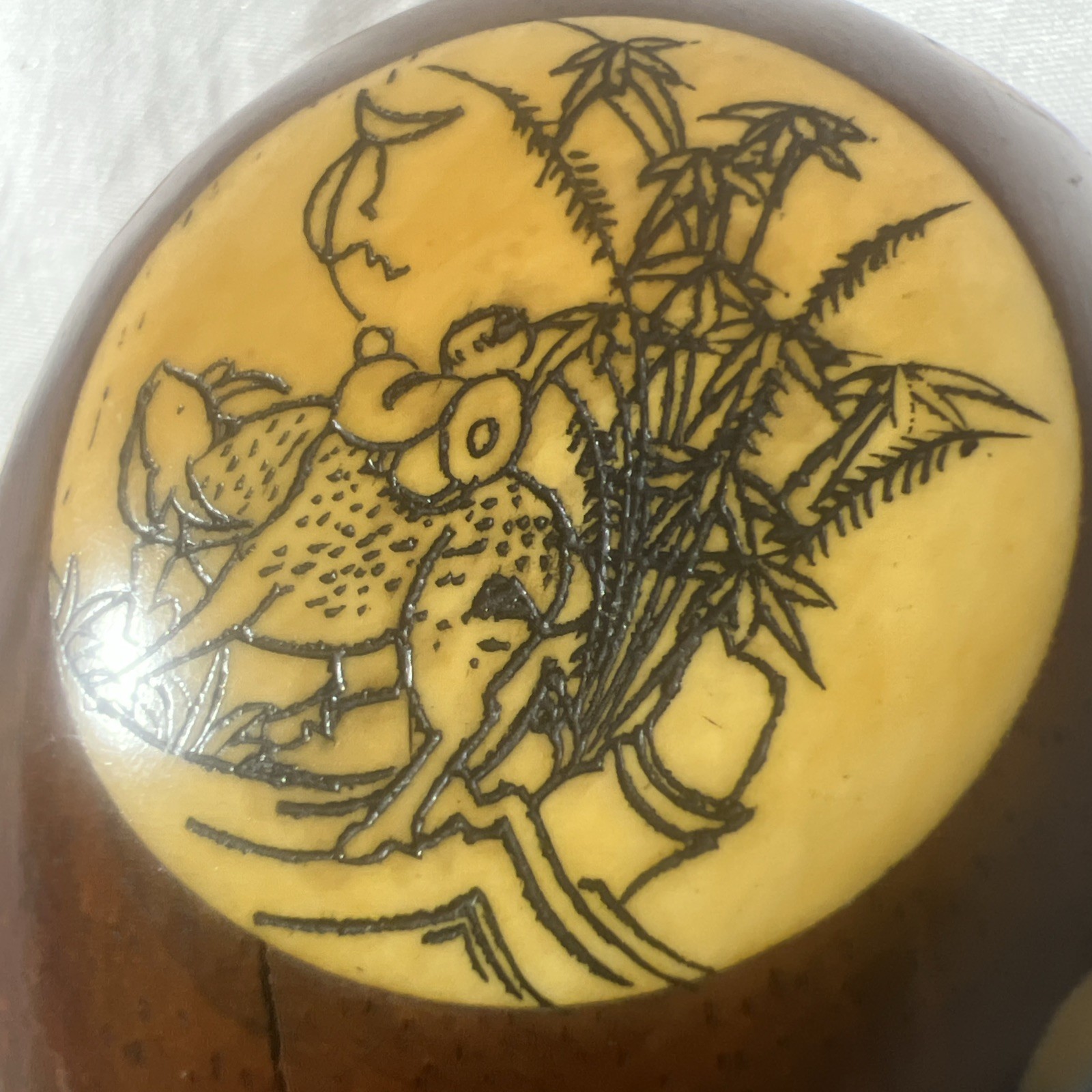 Vintage Carved Wood Turtle with Inlaid Chinese Zodiac Signs Opens to Compass