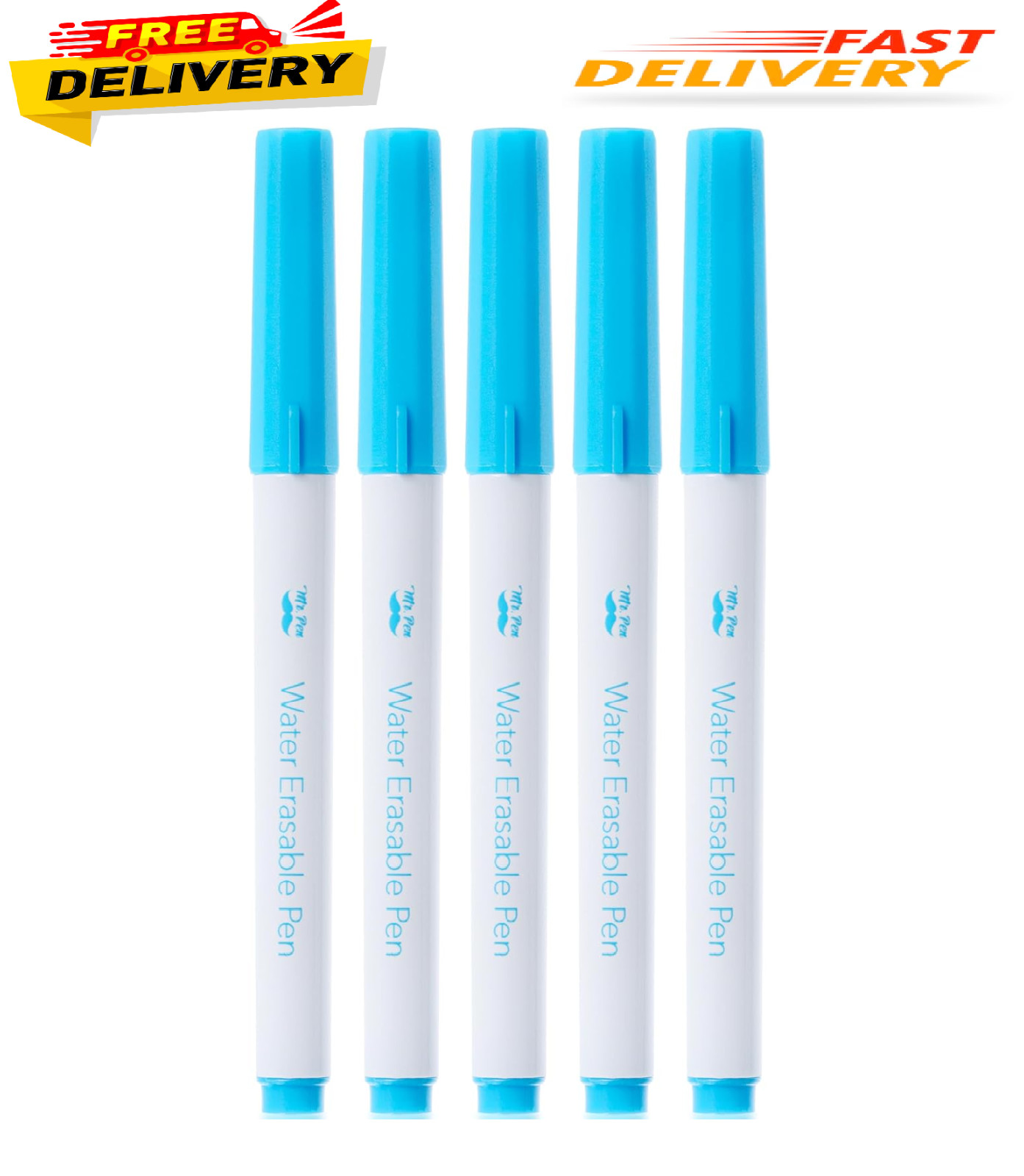Fabric Markers for Sewing, 5 Pack, Blue, Erasable, Water Soluble Fabric Marker,