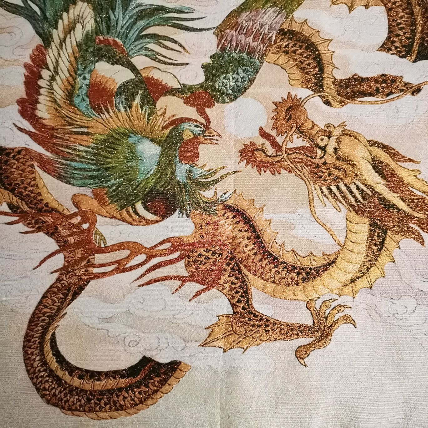 36″ Chinese Cloth Silk Dragon Phoenix Mural Wall Hanging Tapestry Meditation 5