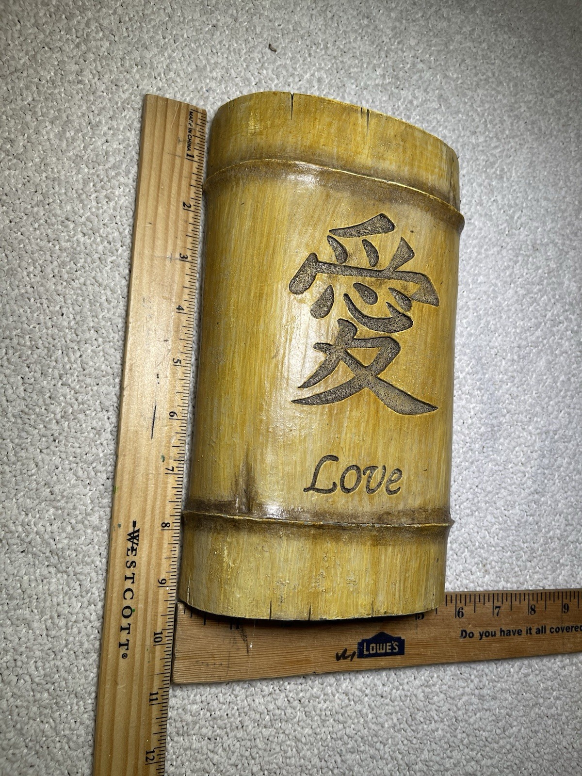 BAMBOO BLOCK WALL PLAQUE LOVE Wall Art Decor ASIAN FLAIR DECOR wood