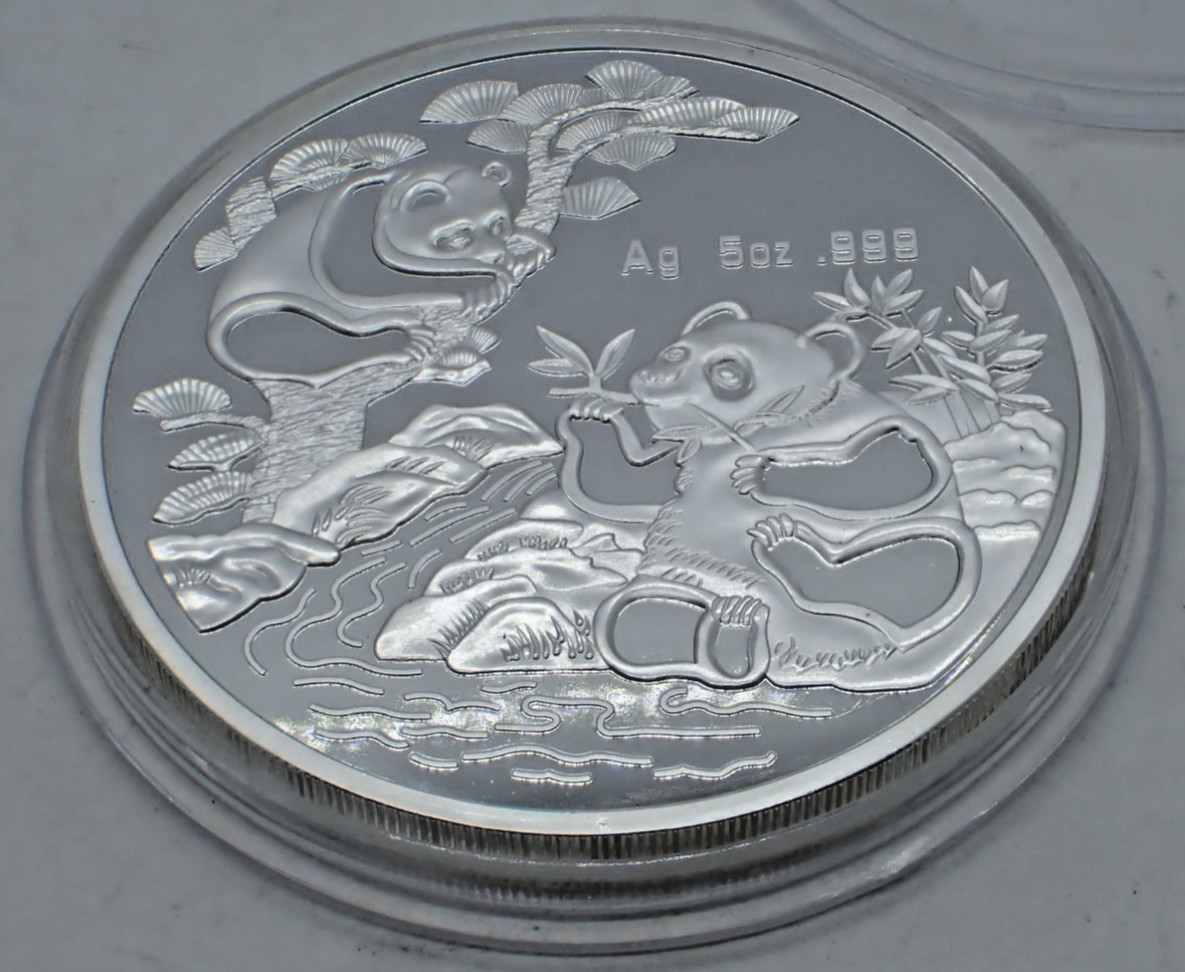 Chinese BigSilver coated Souvenir Coin Two Pandas tree 1994 year #1