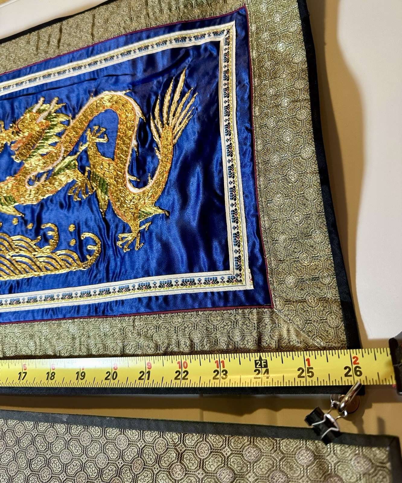 Pair Of Chinese Silk Embroidered Tapestry Wall Hanging Art Panel 13″ x 28″ Each