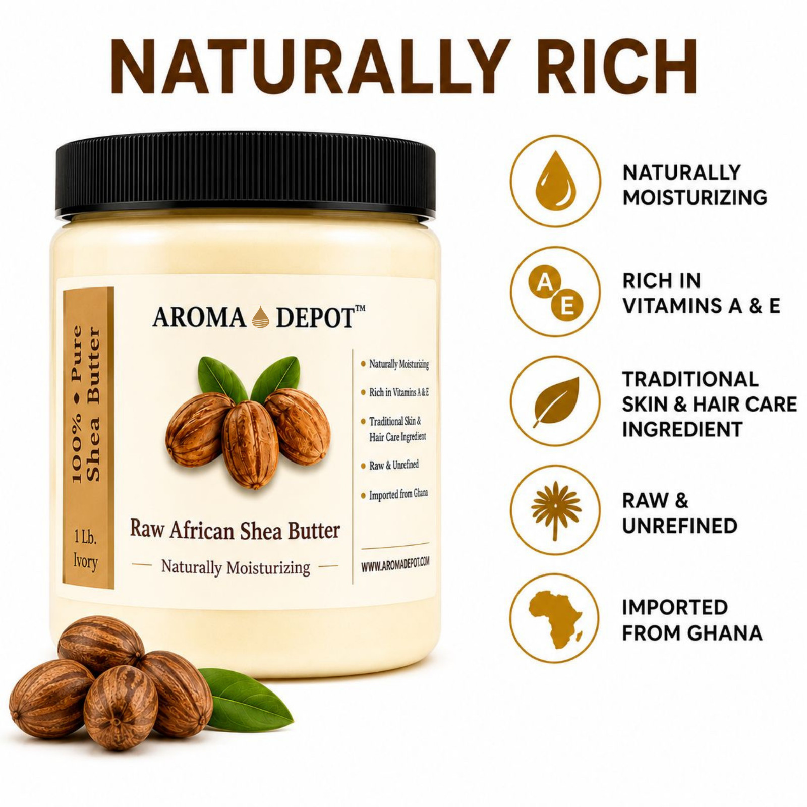 1lb Ivory Raw African Shea Butter Pure Unrefined 100% Natural 16 oz