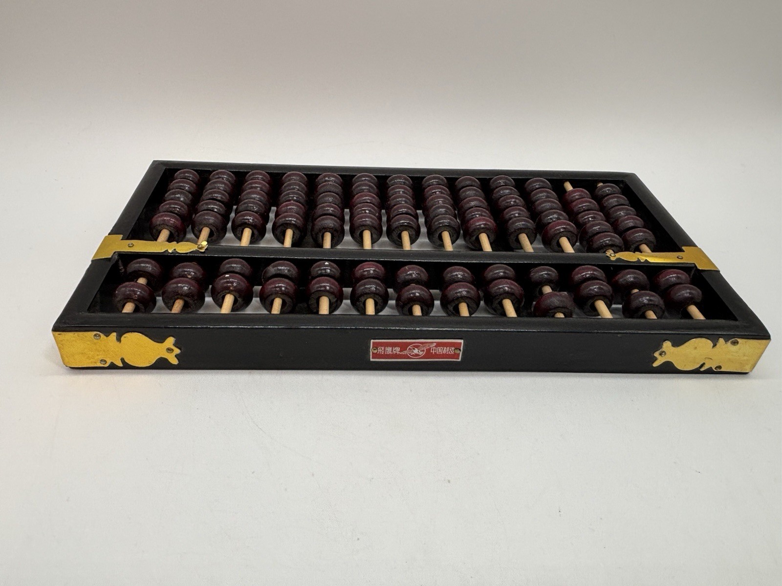Vintage Flying Eagle Abacus 13 Row 91 Beads Brass Accents 11.5” X 5.5”