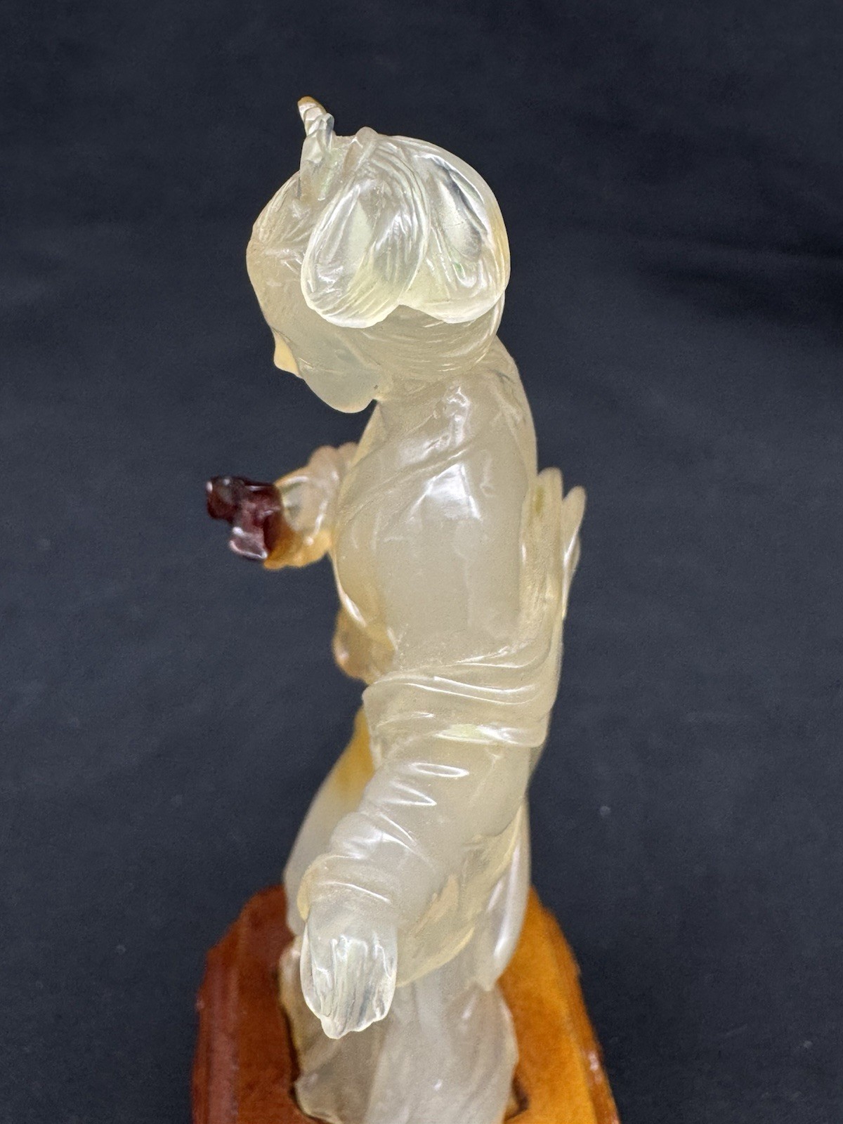 Chinese Carved Agate Stone Lady Sculpture, 4.5″