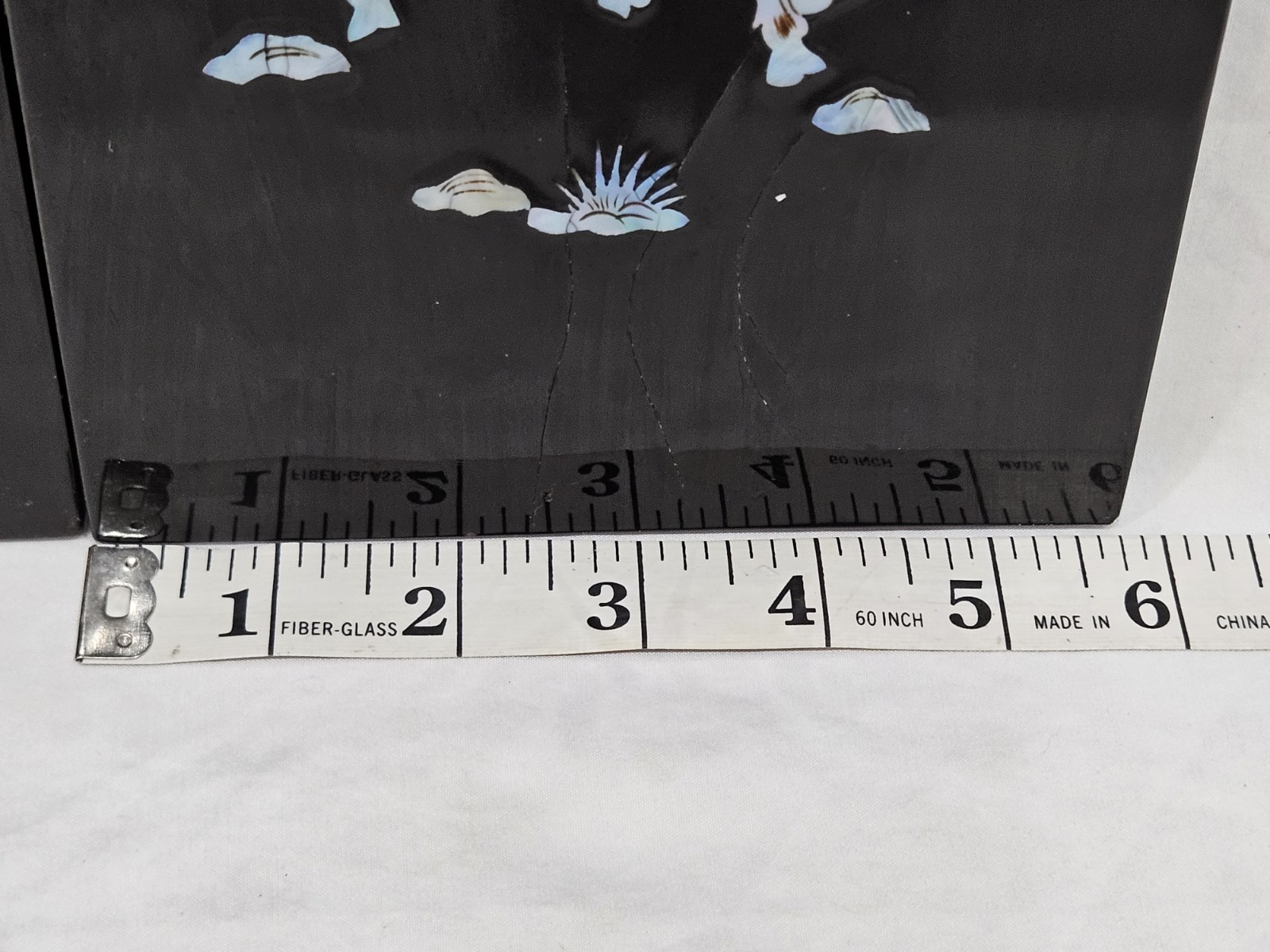 Vintage Asian Black Lacquer Mother of Pearl Inlay Wall Panels Set of 4