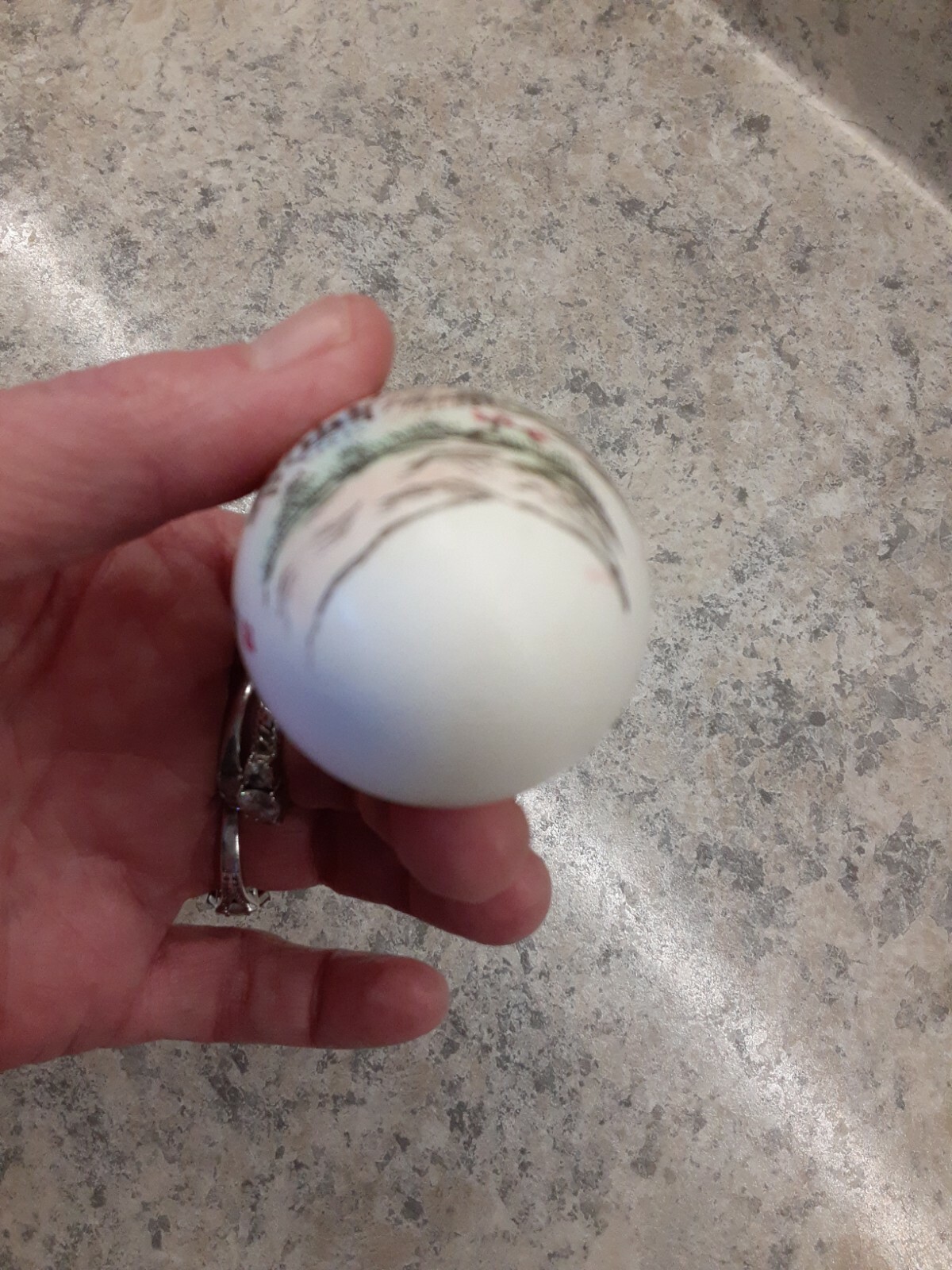 Oriental Art Painted Egg & Base Artist Signed China