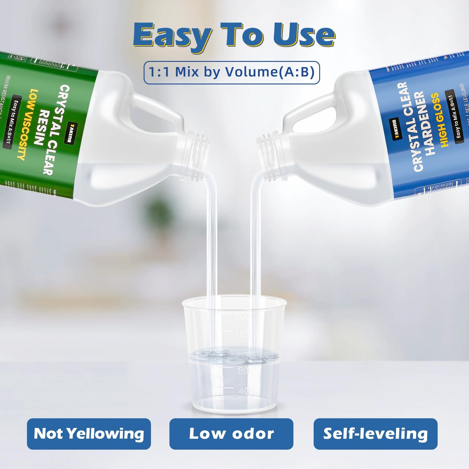 1 Gallon Crystal Clear Epoxy Resin Kit, Bubble Free Self-Leveling Resin for A…