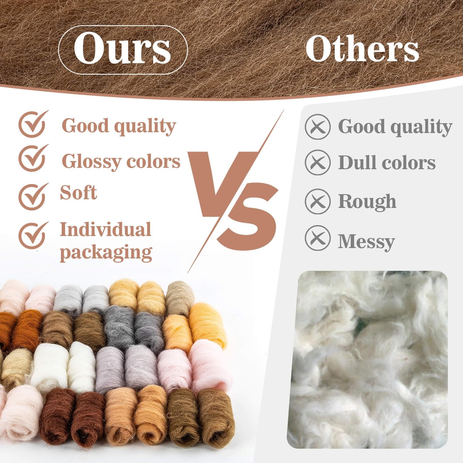 Sukh 40pcs Felting Wool Roving 20 Dark Colors Wool Roving for Needle Felting…