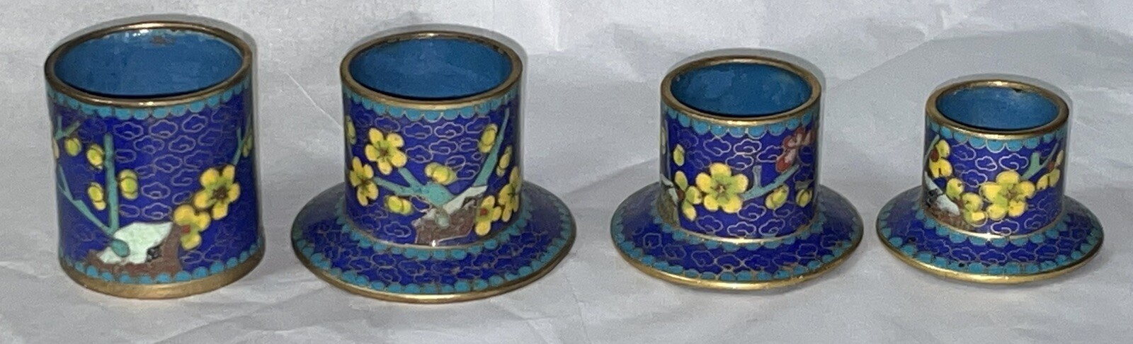 Vintage Chinese Cloisonné 4 Stacking Trinket Jars Or Cups ? Pagoda As-Is No Top