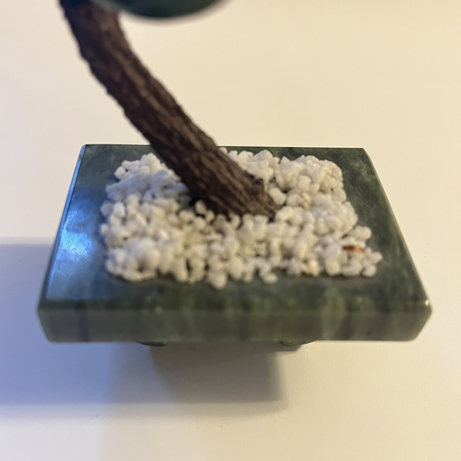 Vtg Asian Flowering Blossom Tree Hand Carved Jade Agate Semi-Precious Stone 8″H