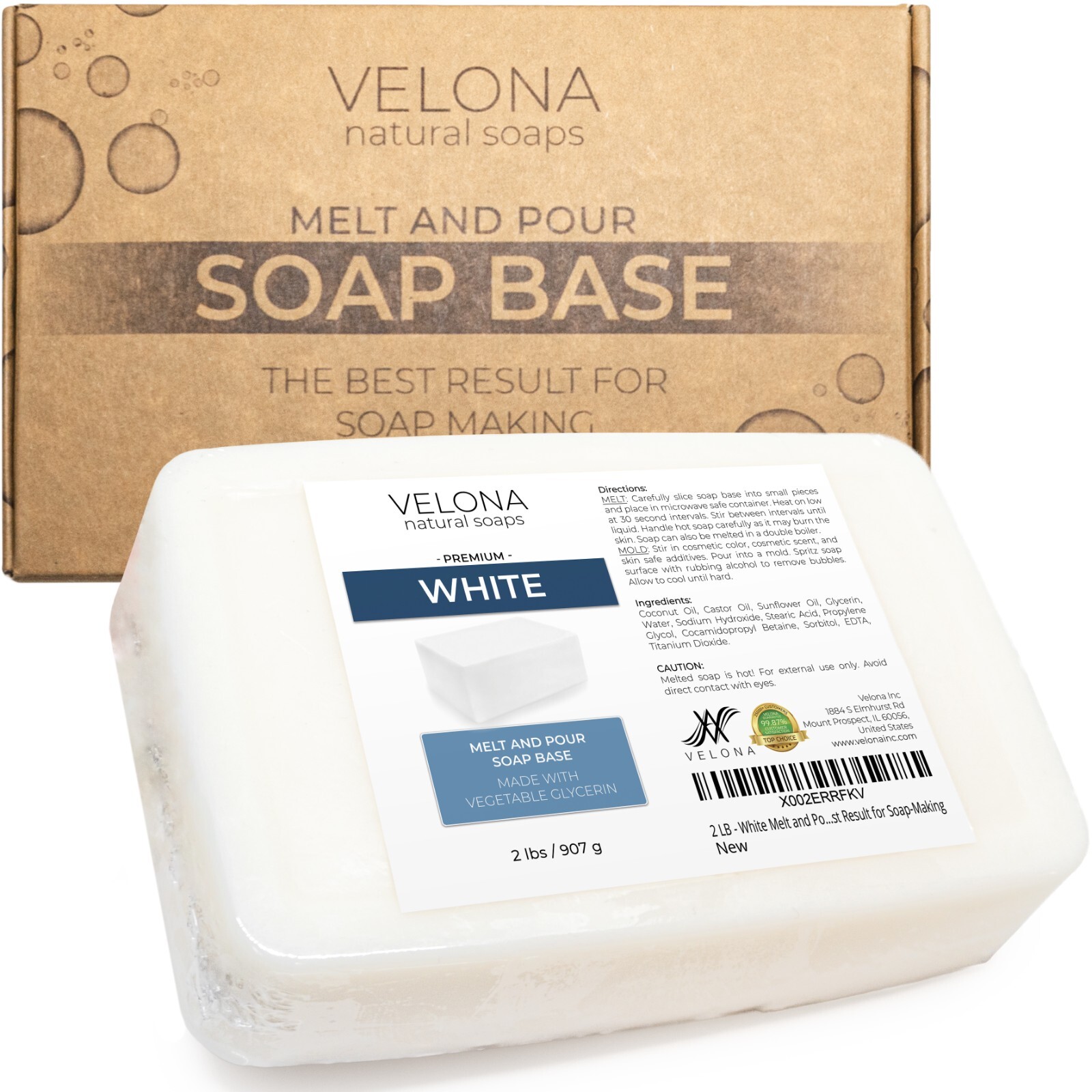 2, 5, 10, 25 LB – White Melt and Pour Soap Base by Velona | SLS/SLES Free