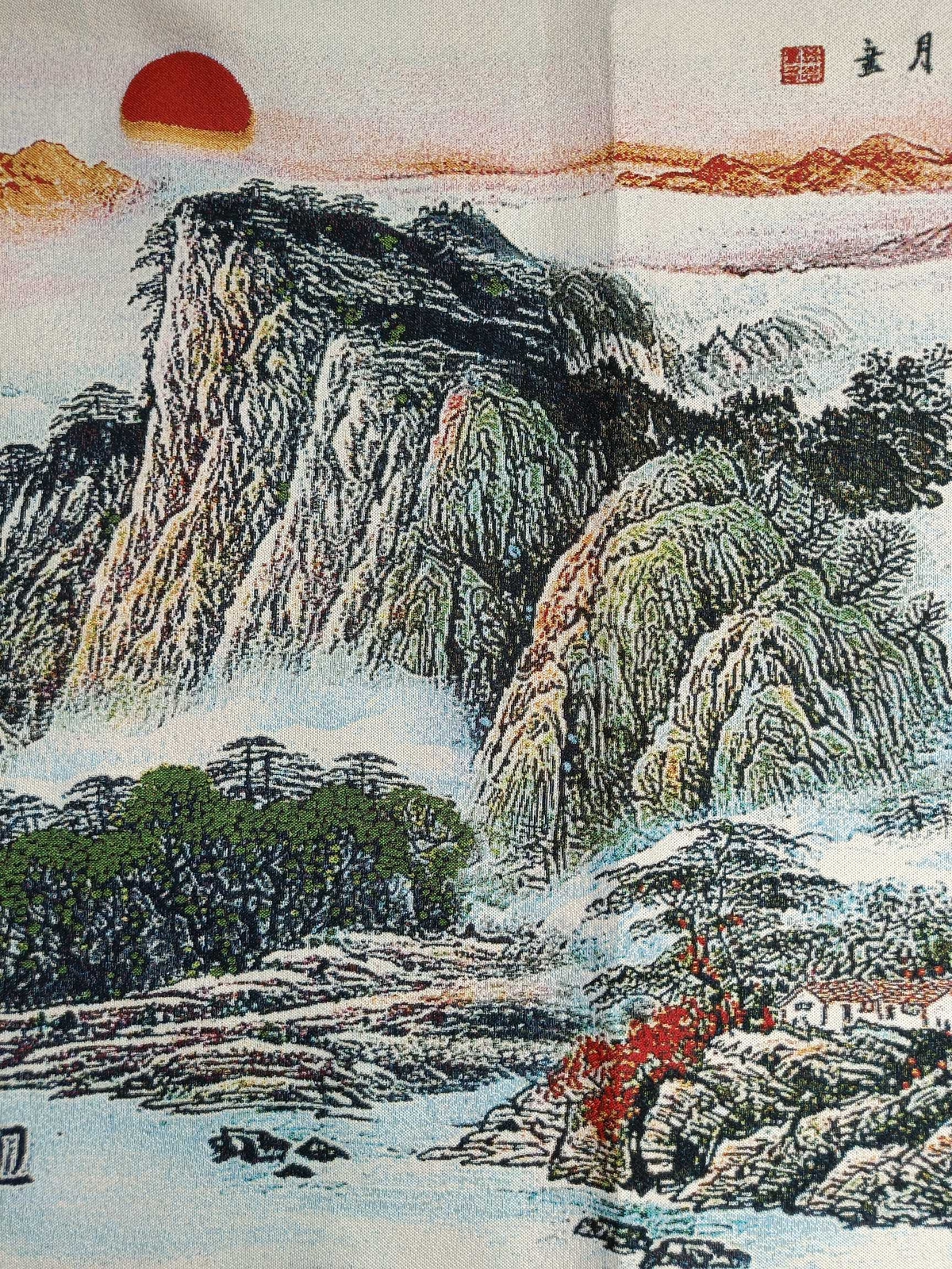 63″ China Cloth Silk Mountain Water Mural Wall Hanging Tapestry Meditation 14
