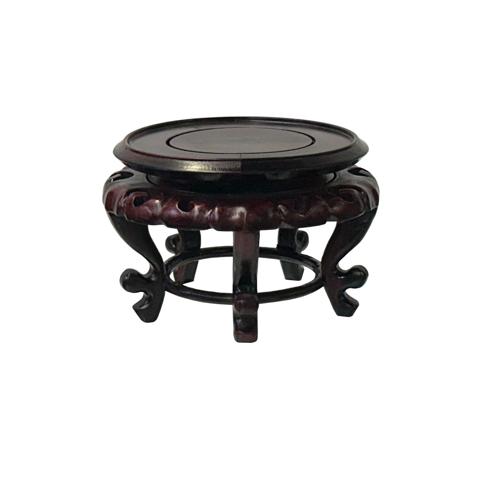 4.75″ Oriental Reddish Brown Wave 5 Legs Round Wood Stand Riser Easel st1009