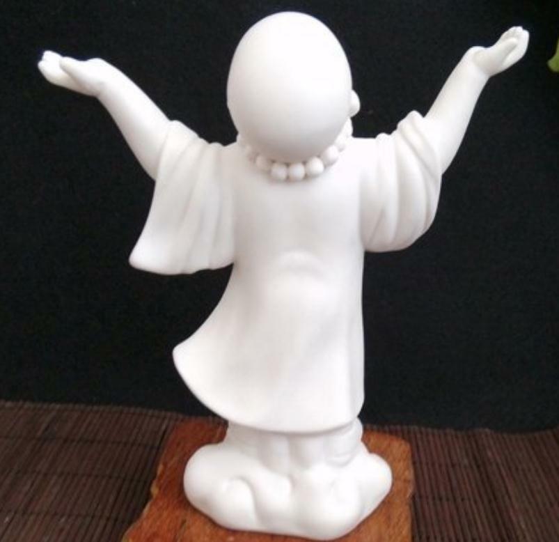 5.9″Chinese White Porcelain Ceramics Buddha Beads Little Monk Figurine Statue