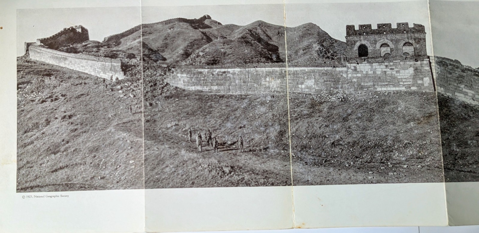 Vtg 1923 National Geo. Panorama Great Wall of China Nankow Antique Map Print Art