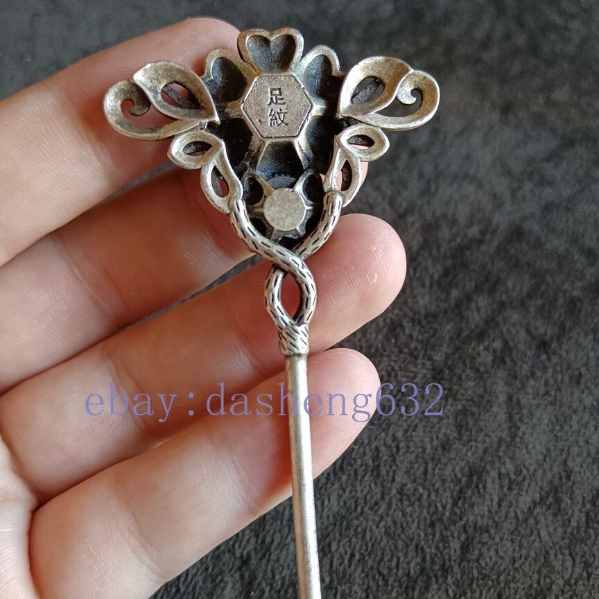 Collection Old Chinese Carving Flower Hairpin Decoration Gift