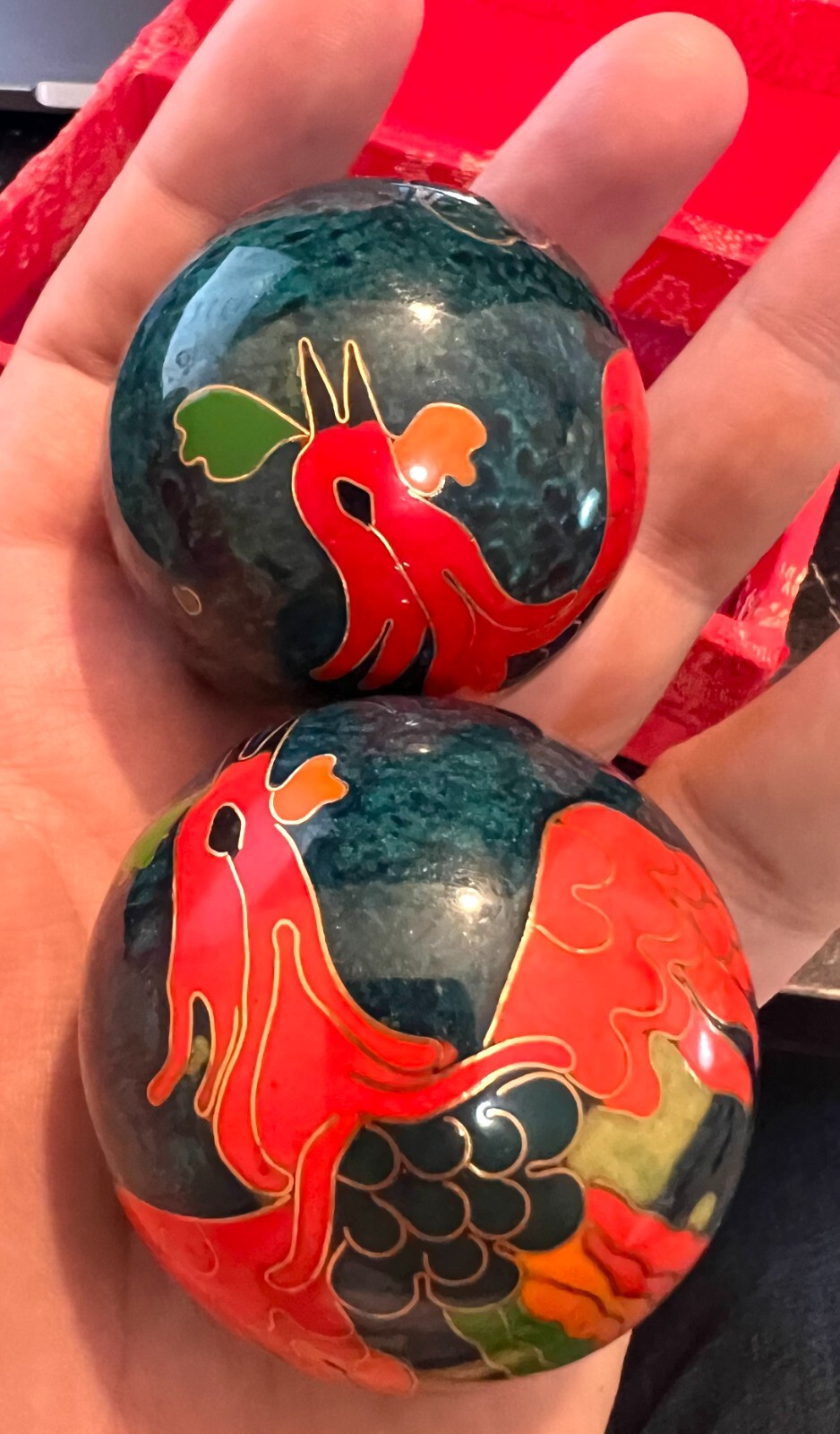 DRAGON & BIRD of Paradise Chinese Iron Ball Meditation Relaxation Stress Balls.