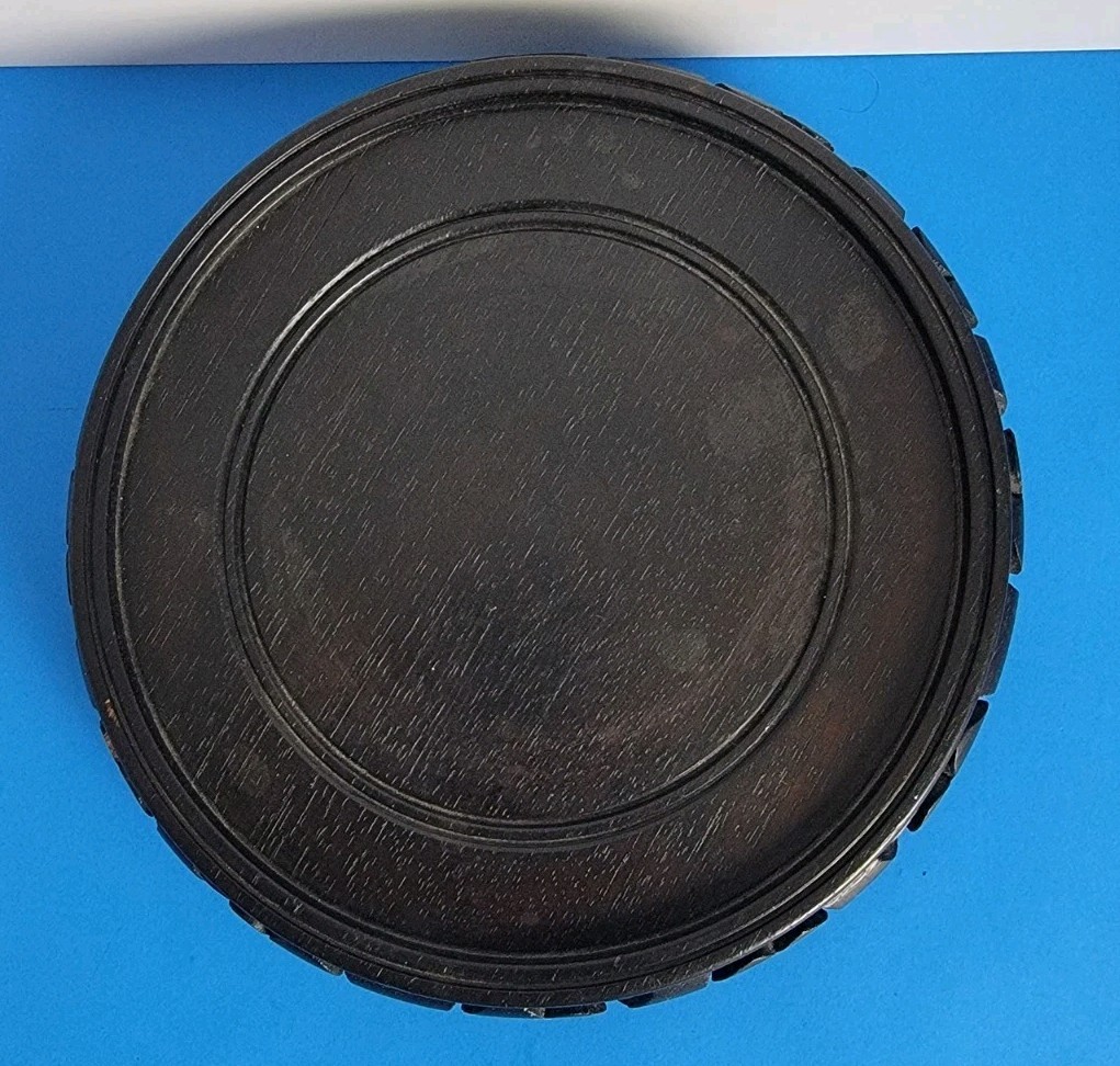 Chinese Carved Wood Stand Base For 6.5″ Vase Or Pot