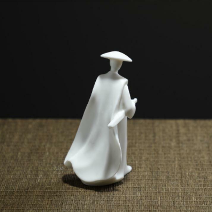 4″ Chinese White Porcelain Ceramics Swordsman Hero Figurine Statue Statues2