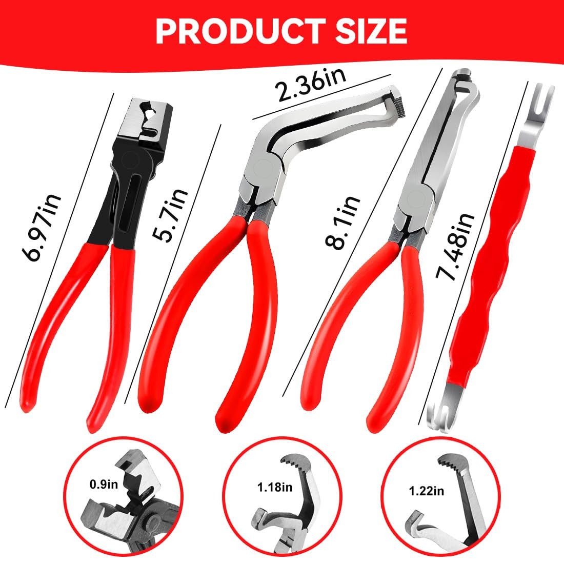 Liucocotos 4 Pieces Automotive Electrical Disconnect Pliers Kit High-Carbon
