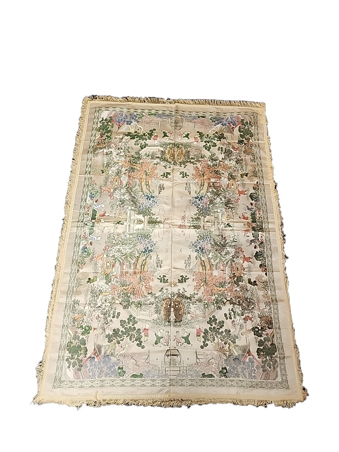 Vintage Oriental Silk Brocade Table Cloth/wall Hanging. Reversable Pattern