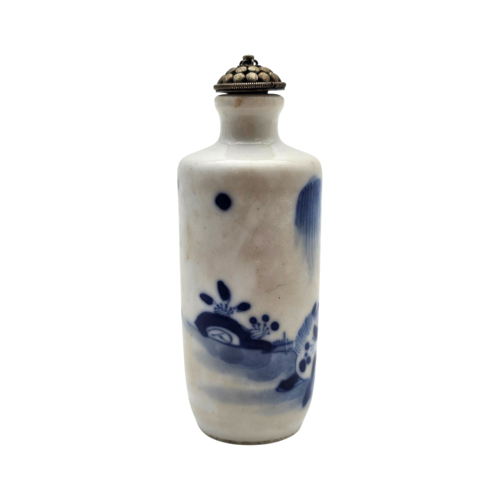 Chinese Blue & White Porcelain Snuff Bottle Republic Period Hand Painted