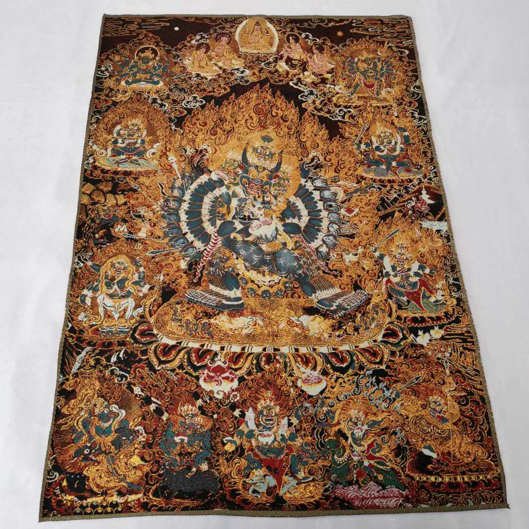 36″ Tibet Tibetan Cloth Silk Buddha Yamantaka Tangka Thangka Mural 23654