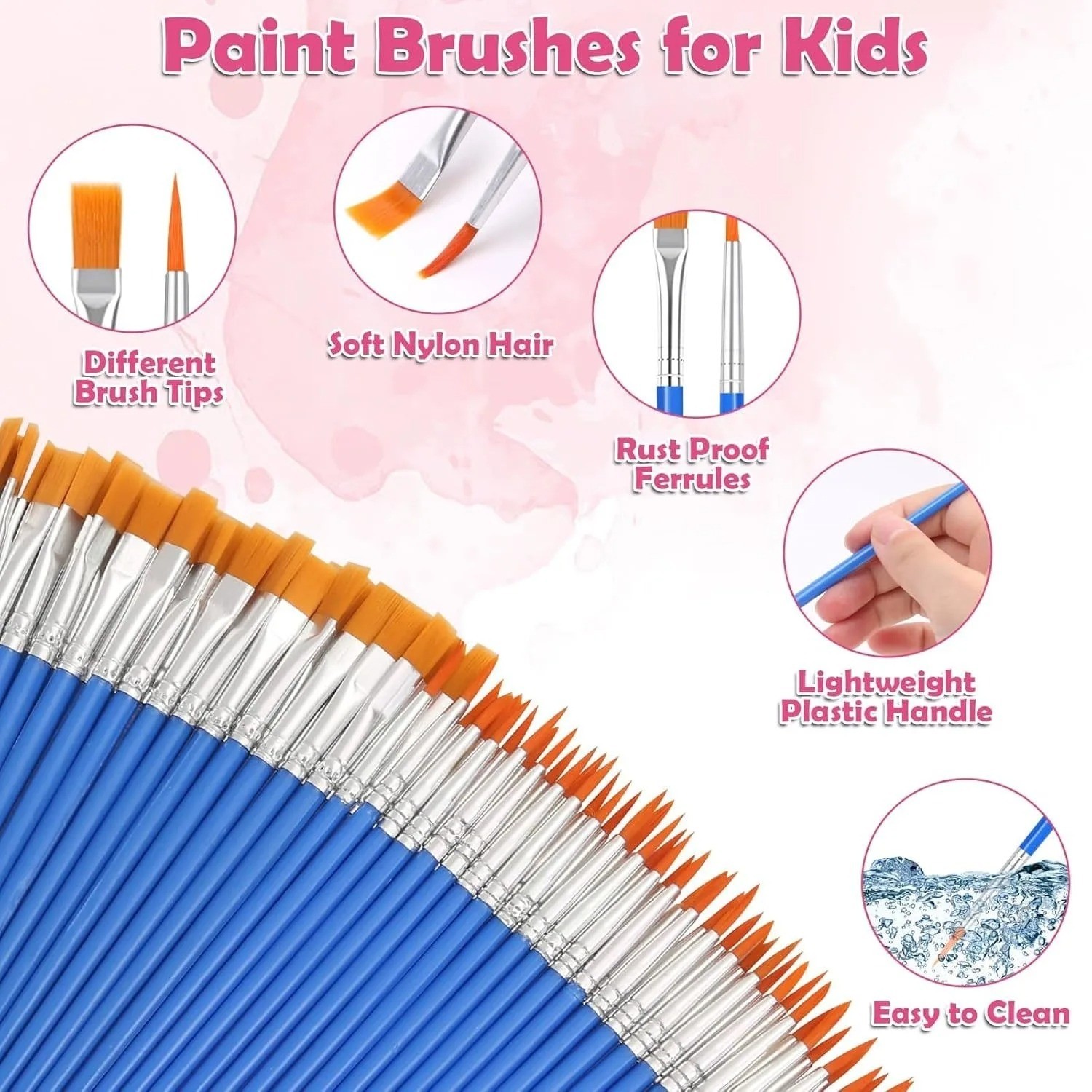 100Pcs Artist Paint Brushes Set Art Acrylic Oil Watercolour Painting Craft Model