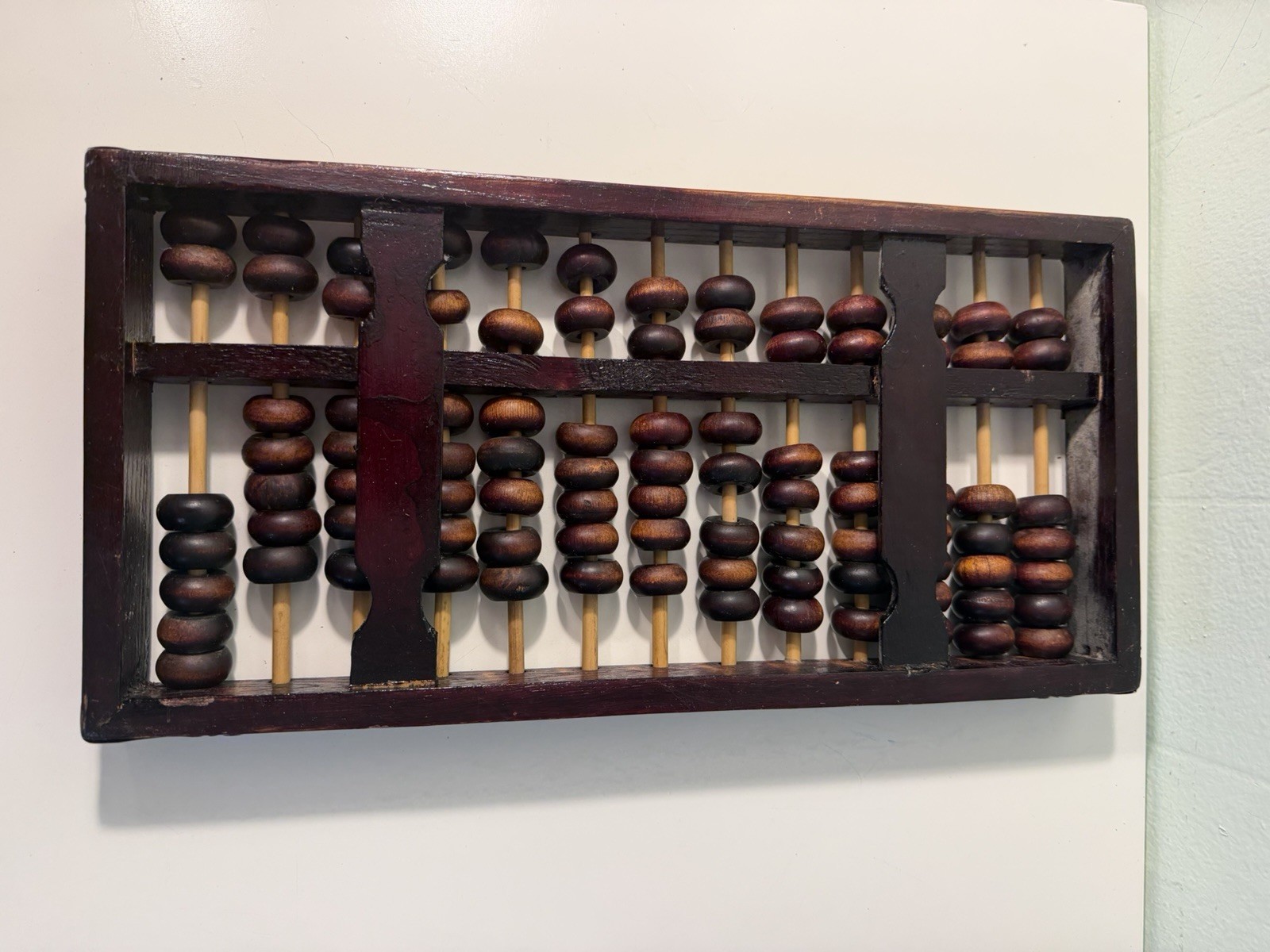 Vintage 13-Row 91-Bead Wooden Chinese Abacus 14.5×7.2×1.2’’