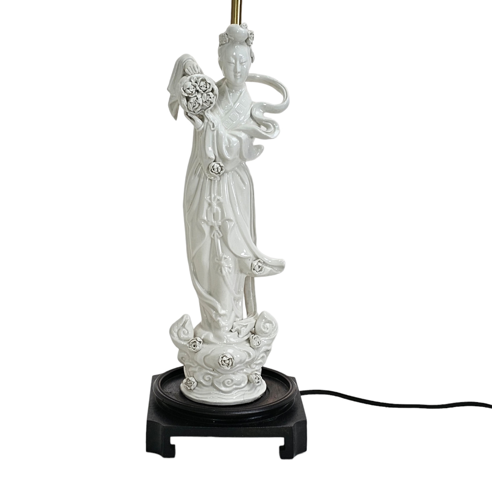 Vintage Chinese Blanc De Chine Porcelain Guanyin Kwanyin Figurine Lamp