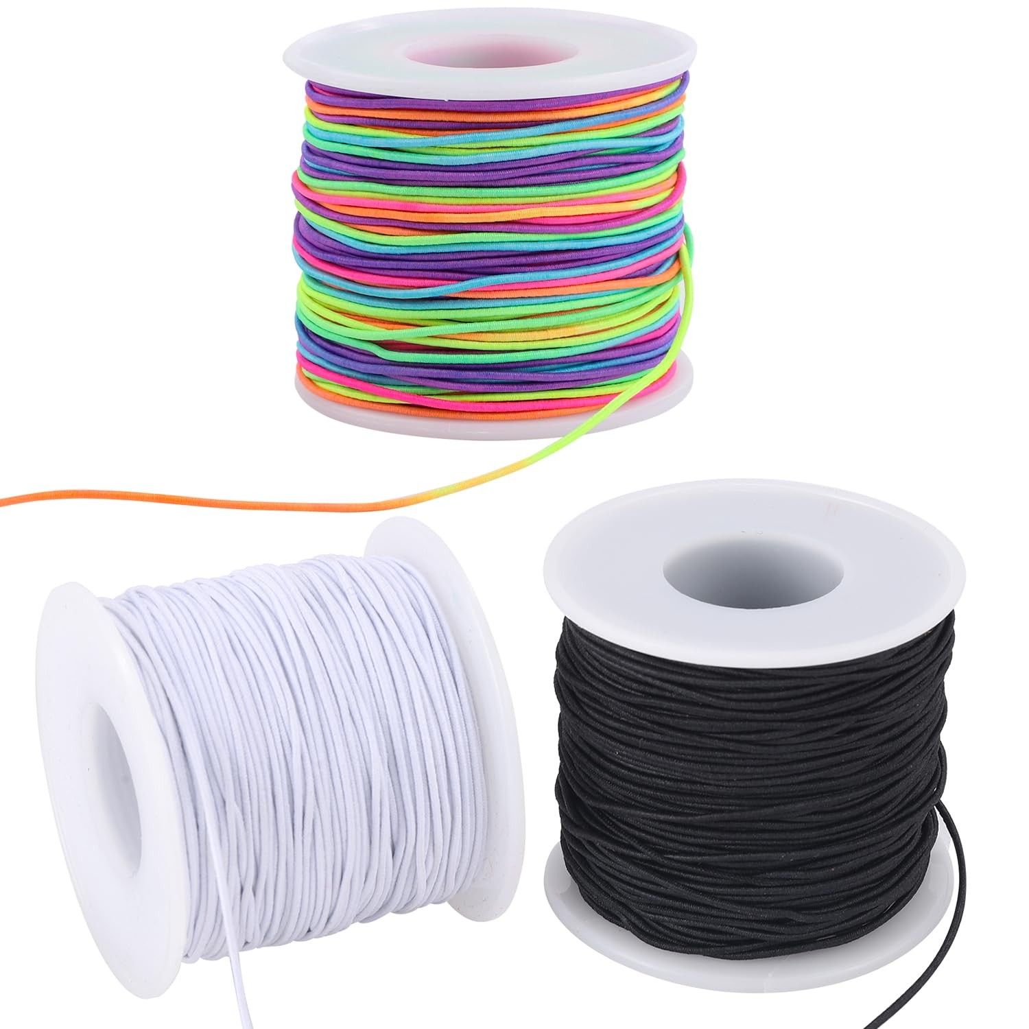 Stretchy String for Bracelets, 3 Rolls 1 mm 495 Feet Sturdy Elastic String Cord