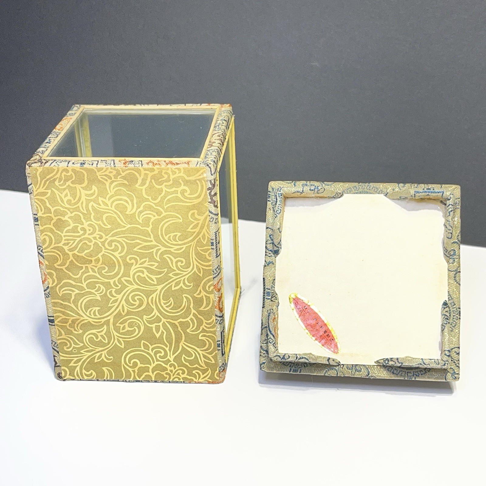Vintage Chinese Oriental Hand Painted Egg in Glass Display Case Woman in Garden