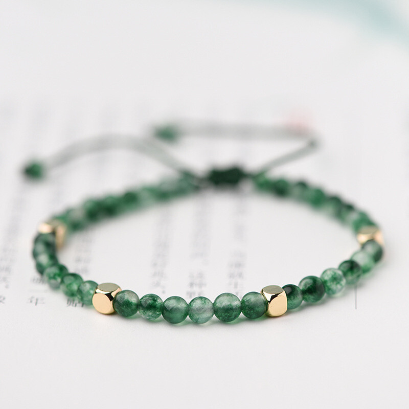 Chinese Green Agate/Jade Line/Alloy Ethnic Style Vogue Hand Chain Bracelet