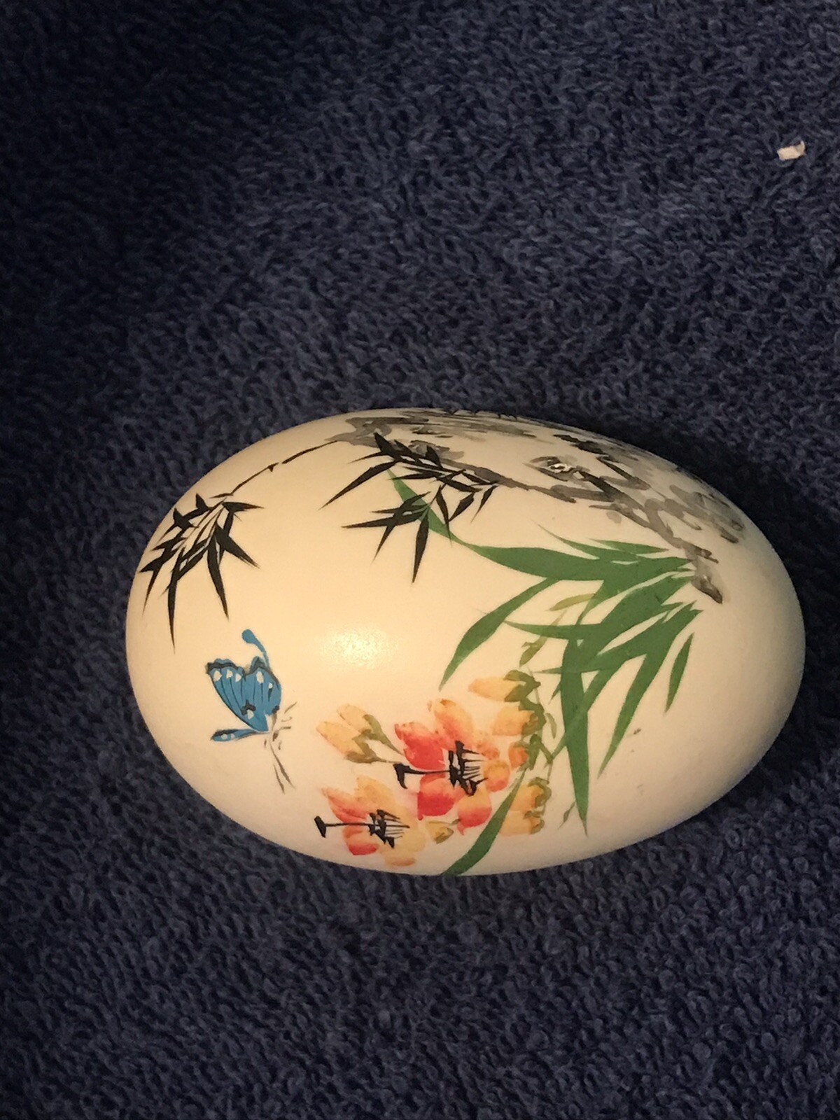 Japanese Oriental Asian Hand Painted Egg Shell Home Decor Signed Vintage